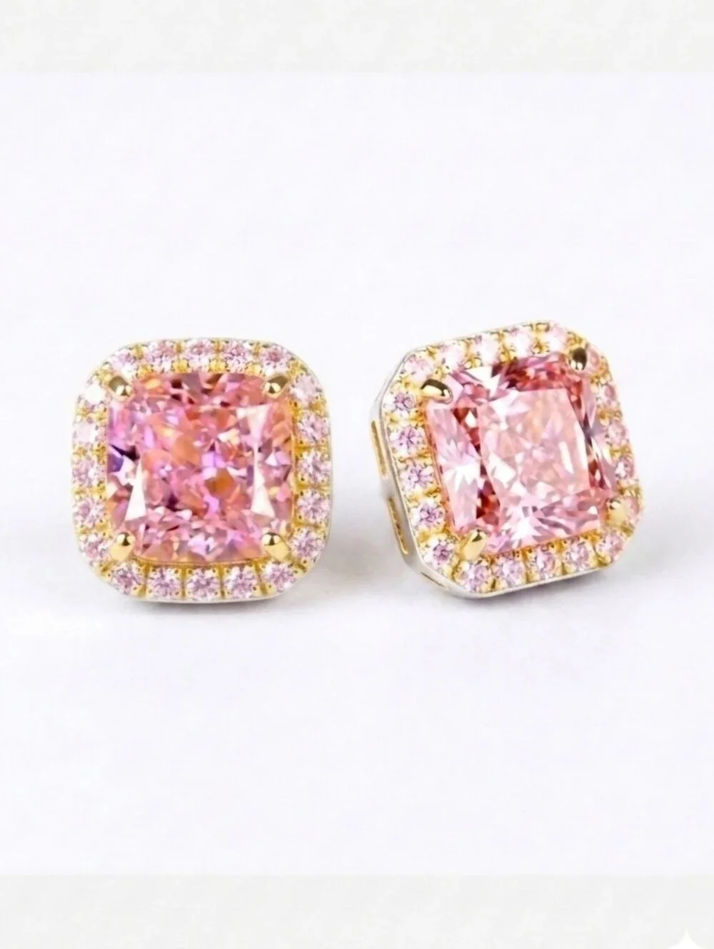 Elegant Pink and Gold Stud Earrings